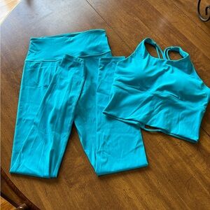 Women’s High-Waist Active Leggings and Crop Tank - Turquoise